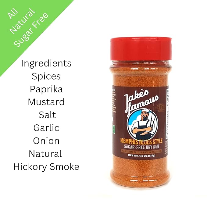 Jake?™s Famous Memphis Rub, BBQ Rub 4.5 Oz, Sugar Free, Gluten Free, Classic Southern Barbecue