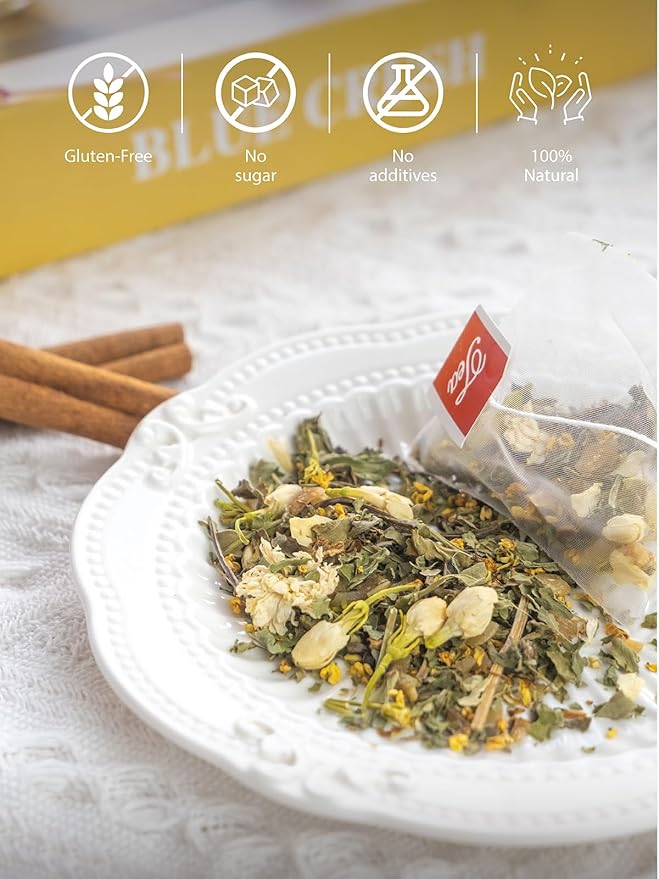 TeeLux Mint Jasmine Tea, 3g/bag, Mint with Jasmine, Lily, Osmanthus, Chrysanthemum, Fresh &