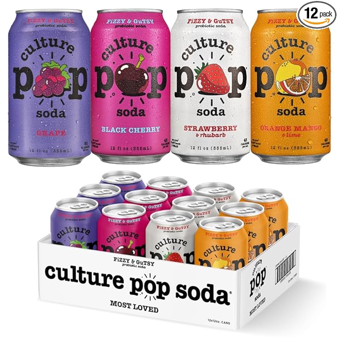 Culture Pop Soda, Most Loved Variety Pack, Probiotic Low Sugar Soda, Sparkling Juice Alternative