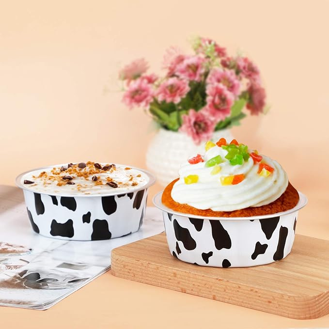 Beasea 8oz 50 Pack Disposable Ramekins with Lids, Aluminum Baking Cups for Creme Brulee, Muffin