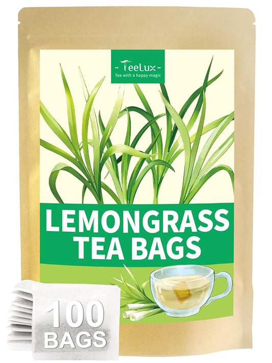 TeeLux Lemongrass Tea Bags, Pure & Natural Lemongrass Herbal Tea, Refreshing & Smooth Taste