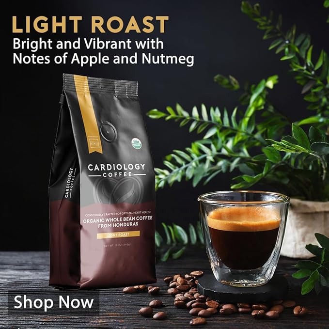 Cardiology Coffee ??Whole Bean Coffee ??USDA Certified Mold-Free 12oz Premium Light Roast Organic
