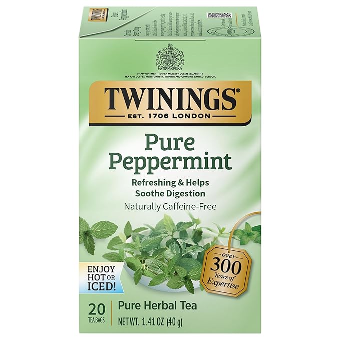 Twinings Pure Peppermint Individually Wrapped Tea Bags, 20 Count (Pack of 1), Fresh Minty Flavour