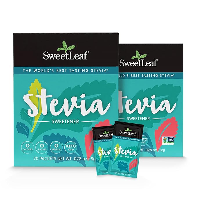 SweetLeaf Stevia Packets - Zero Calorie Natural Stevia Powder, No Bitter Aftertaste, Sugar