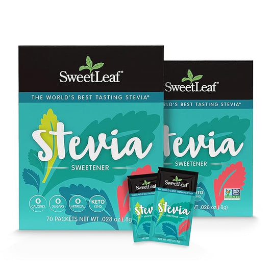 SweetLeaf Stevia Packets - Zero Calorie Natural Stevia Powder, No Bitter Aftertaste, Sugar