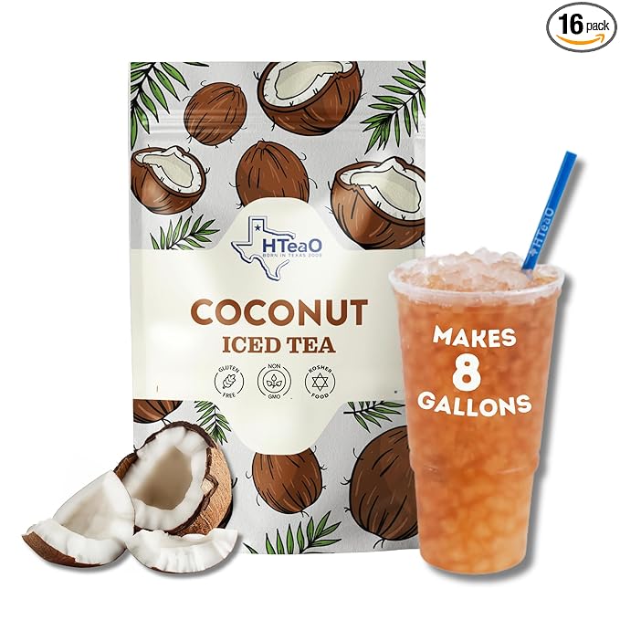 HTeaO Coconut Black Tea – Texas-Style Flavored Iced Tea Bags for Summer – Instant Ice Tea Packets