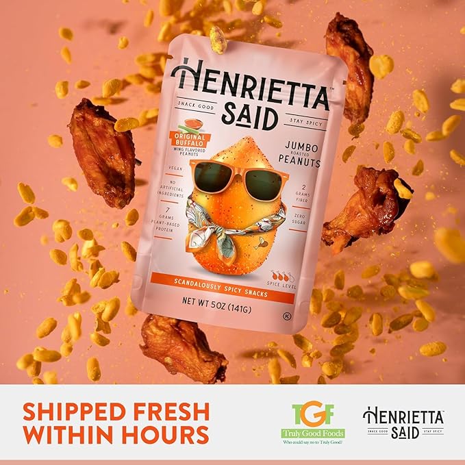 Henrietta Said Wing-Flavored Peanuts - Truly Good Foods Snacking Nuts - Bold Flavors - Savory &
