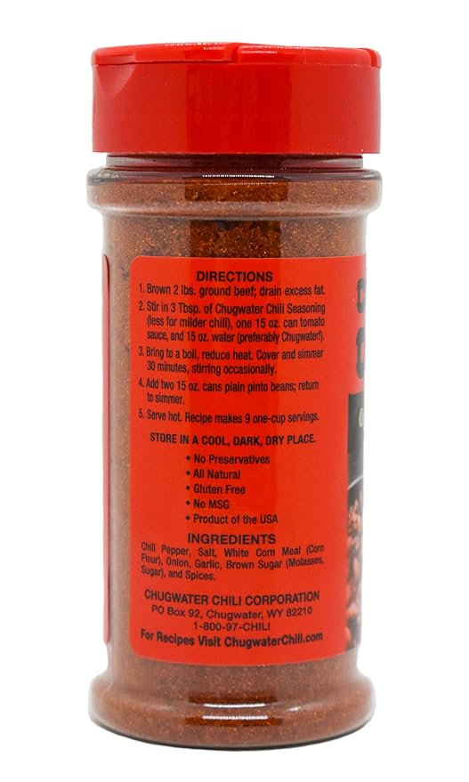 Chugwater Chili | Gourmet SPICY HOT Chili Seasoning Mix | 4oz Bottle | Wyoming State Championship