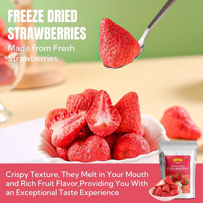 Premium Freeze Dried Strawberries 50-55 per bag,Whole Big Natural Dried Strawberries No