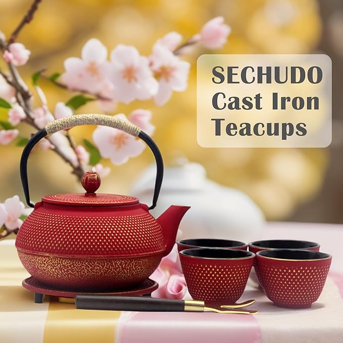 Japanese Cast Iron Tea Cups, Small and Heavy Teacups with no Handles, Japanese Style Cups for