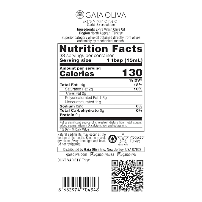 Gaia Oliva Everyday Extra Virgin Olive Oil ??Cold Pressed, Unrefined, Single Estate, Trilye Olives