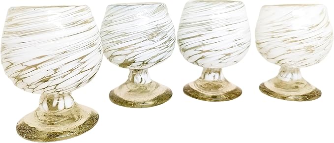 Authentic Mexican Tequila Hand Blown Shot Glasses - Set of 4-2 oz - Mini Glass Snifters - Heavy