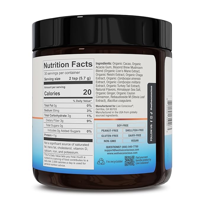 Beyond Brew Vanilla Latte Coffee Alternative - Mushroom Complex w/Lion’s Mane, Reishi, Cordyceps &
