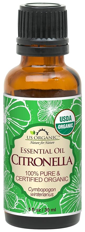 US Organic Citronella Essential Oil, USDA Certified, 100% Pure, 30 ml, Improved caps and droppers