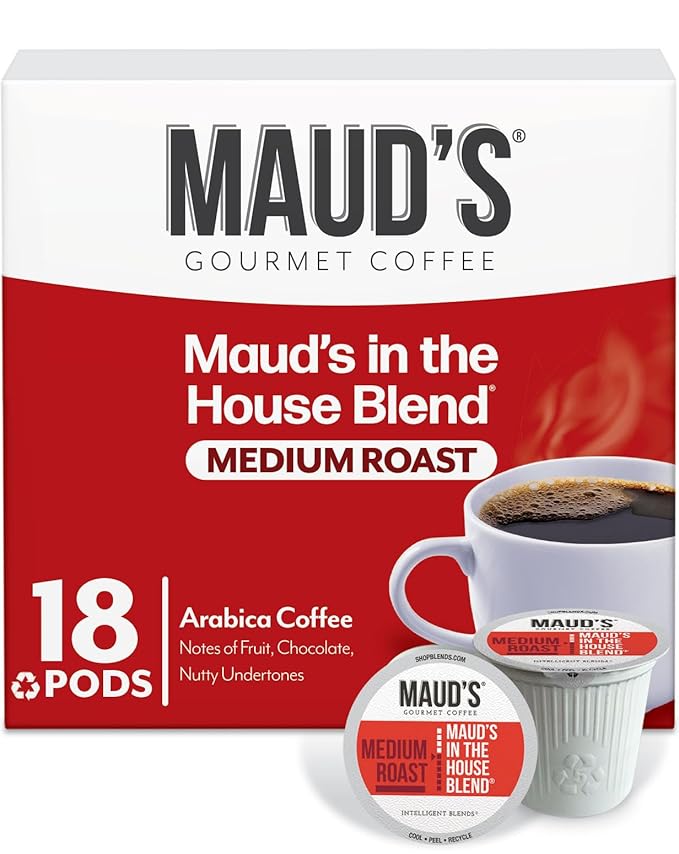 Maud's Medium Roast Coffee Pods, 18 ct, Recyclable Single Serve Pods – 100% Arabica Coffee