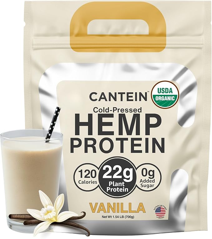 Organic Hemp Protein Powder, Plant Based and Vegan Protein Shake, Lactose and Dairy Free, Gluten