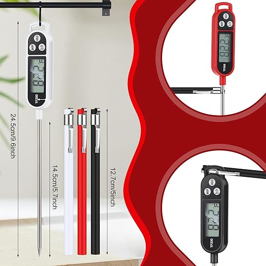 Waterproof Food Thermometer with Long Probe Digital Meat Thermometer for Water, Liquid, Candle and