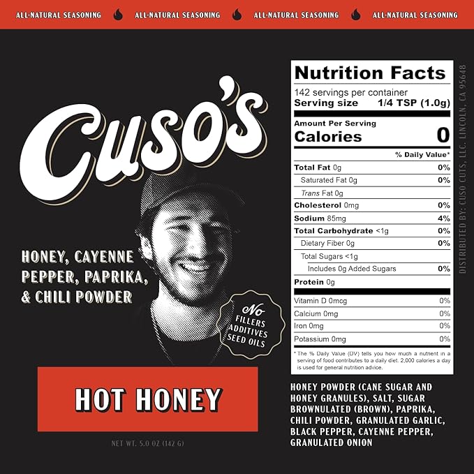 Cuso Cuts Hot Honey BBQ Seasoning Rub - All-Purpose Seasoning - Spices for Meat, Chicken, Pork