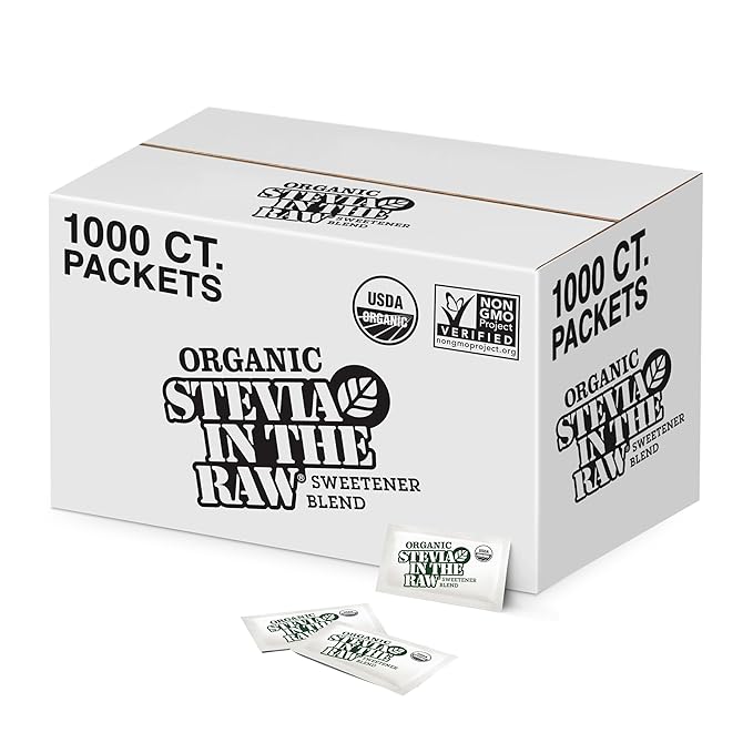 Stevia In The Raw Organic Stevia Sweetener Packets, 1,000 Ct, Zero Calorie Sugar Substitute