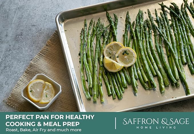 Commercial Quality Cookie Sheet Pan - 2 Pack Aluminum Half Sheet Baking Pan by Saffron & Sage Home