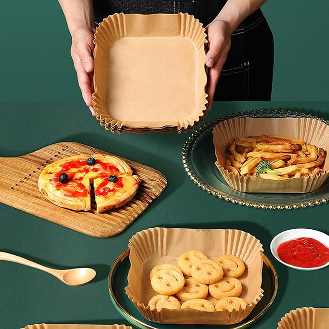 Air Fryer Liners Disposable,200Pcs Parchment Paper,LYHOLKEER 8IN Disposable Air Fryer Paper Liners