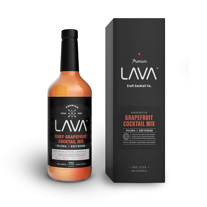 LAVA Premium Skinny Paloma Mix Craft Cocktail Mixer, Ruby Red Grapefruit Juice, Key Lime Juice, Low