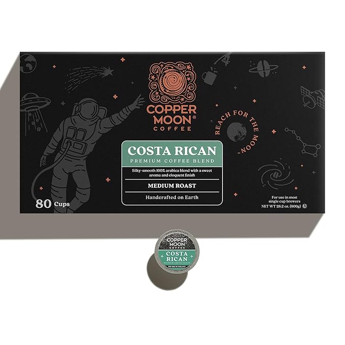 Copper Moon Single Serve Coffee Pods For Keurig K-Cup Brewers, Medium Roast, Costa Rican Blend, 80