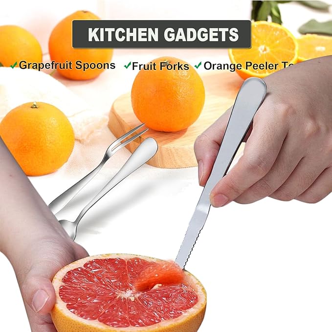 Grapefruit Spoons Serrated Edge Stainless Steel Grapefruit Utensils Tool Dessert Spoons for Citrus