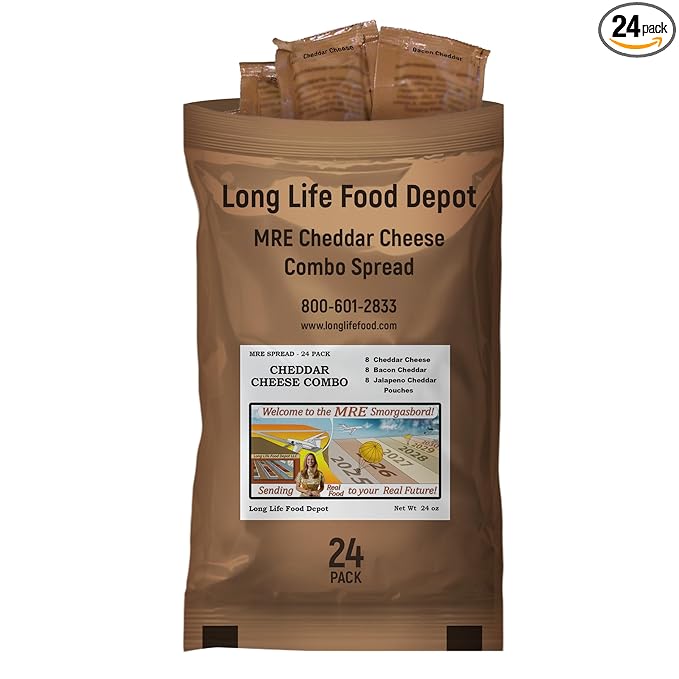 MRE Cheddar Cheese Spread Combo – 24 Pack | These MRE Spreads Are NOT Military Surplus – Sourced