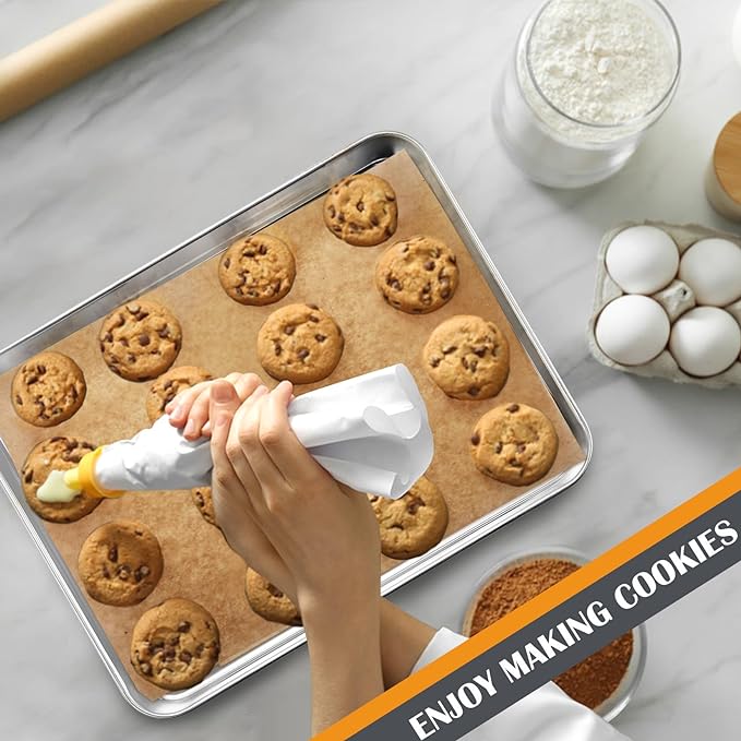 2Pcs Baking Sheet Pan Set, Joyfair Stainless Steel Cookie Sheets, Commercial Metal Pans Toaster