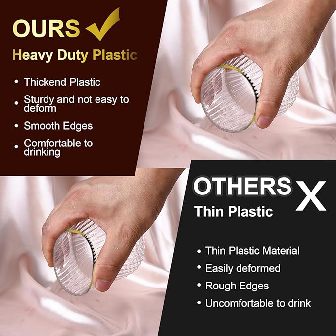 40 Pack Plastic Ribbed Wine Glasses, 14Oz Origami Disposable Wine Glasses Unbreakable Clear Plastic