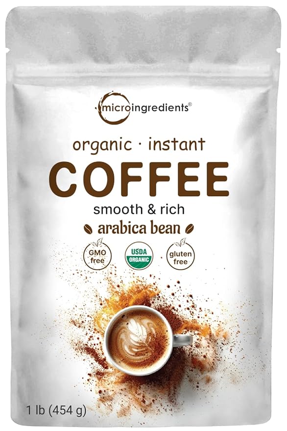 Organic Instant Coffee, 1lb Powder | Premium Arabica Coffee Beans Source | Medium to Dark Roast |