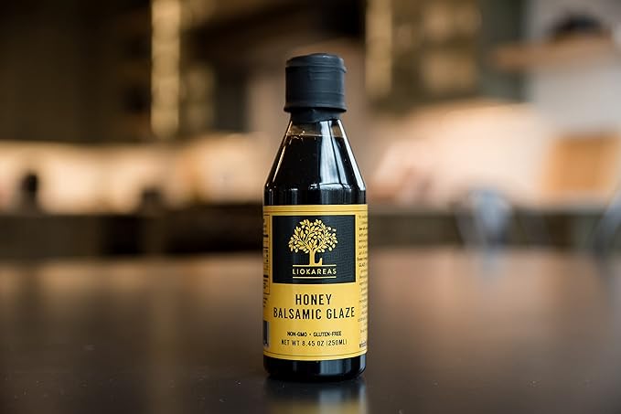 Liokareas Greek Honey Balsamic Glaze - Organic - NonGMO - 8.45oz - No Artificial Honey Flavor ONLY