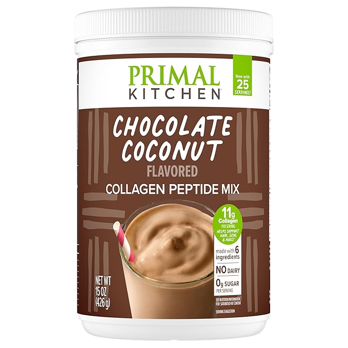 Primal Kitchen Chocolate Collagen Fuel® Drink Mix, Chocolate Coconut Collagen Peptides, No Dairy or