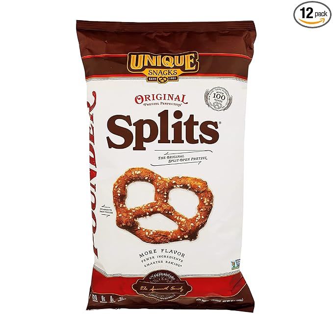 Unique Snacks Original Splits Pretzels, Delicious Homestyle Baked Snack Bag, OU Kosher, and Non-GMO
