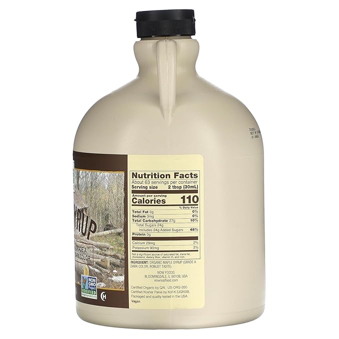 NOW Foods, Certified Organic Maple Syrup, Grade A Dark Color, Certified Non-GMO, Pure, Robust