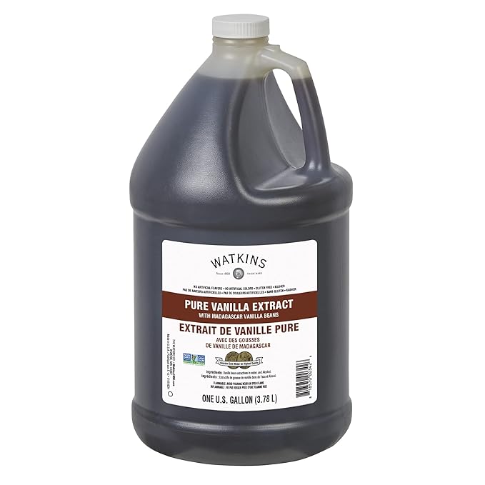 Watkins Pure Vanilla Extract, with Madagascar Vanilla Beans, Non-GMO, Kosher, 1 Gallon Bottle