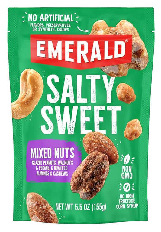 Emerald Nuts Salty Sweet Mixed Nuts (1-Pack), Features Kettle Glazed Peanuts, Almonds, Cashews