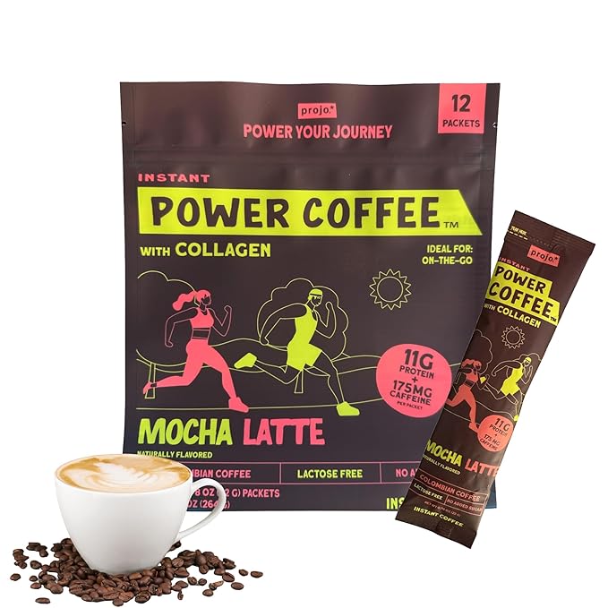 Projo* Power Coffee – Instant Coffee with 11g Protein – Grass-Fed Hydrolyzed Bovine Collagen &