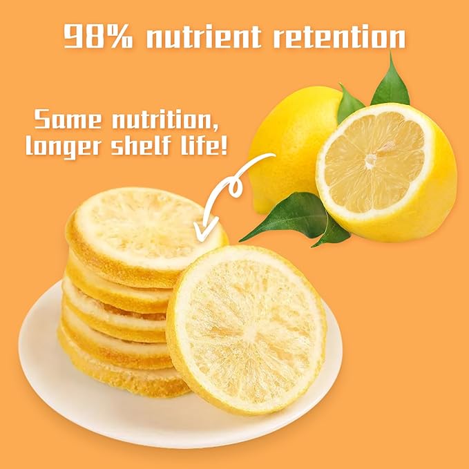 Haomly Freeze Dried Lemon Slices -90g/3.17oz -100% Natural Dehydrated Lemons-Dehydrated Fruit