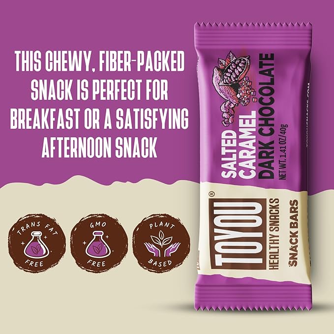 ToYou Chewy Fruit and Nut Bars - Healthy Protein Snacks | Salted Caramel Dark Chocolate - 1.41