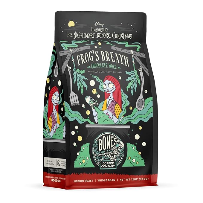 Bones Coffee Company The Nightmare Before Christmas Frog's Breath Flavored Coffee Beans, Whole Bean