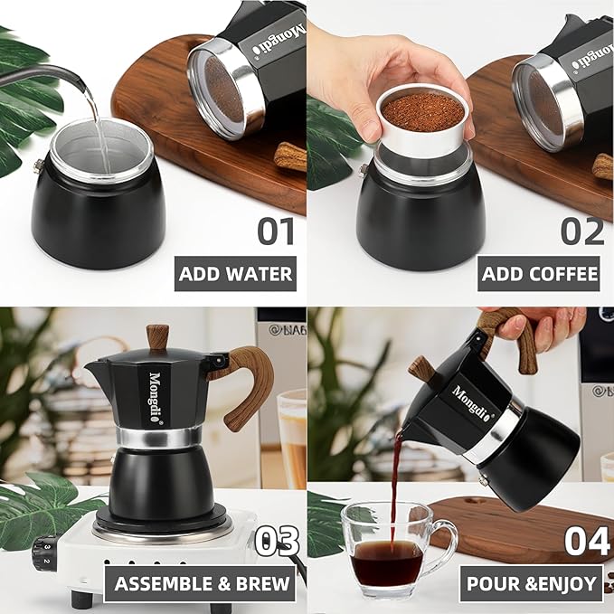 Mongdio Stovetop Espresso Maker Moka Pot, Cuban Coffee Maker Stove top coffee maker Moka Italian