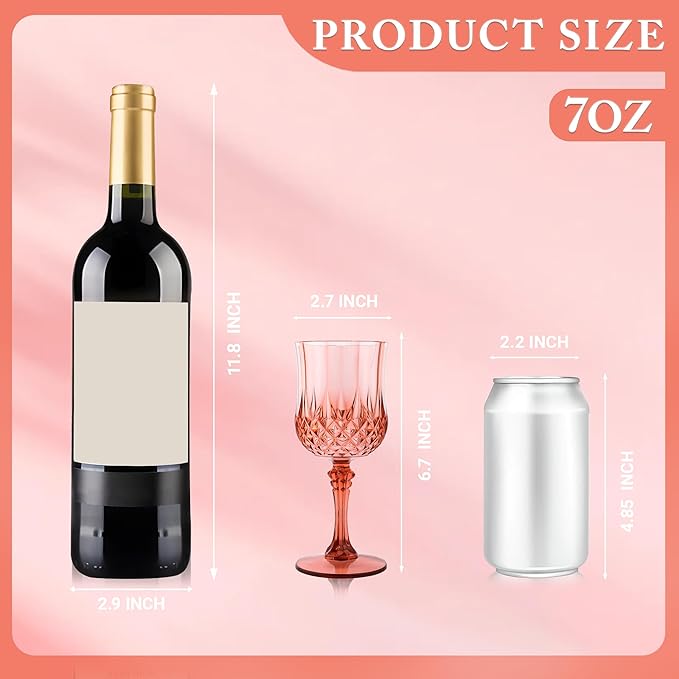Plastic Wine Glasses，Plastic Goblets Vintage Style Cordial Drinking Glasses for Wedding Reception
