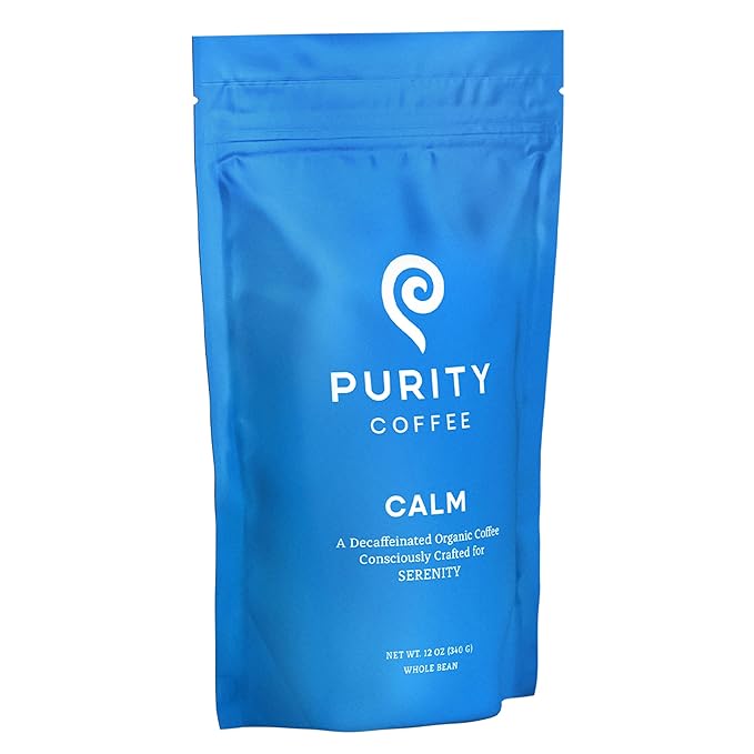 Purity Coffee CALM Decaf Medium Roast Whole Beans - USDA Certified Organic Specialty Grade Arabica