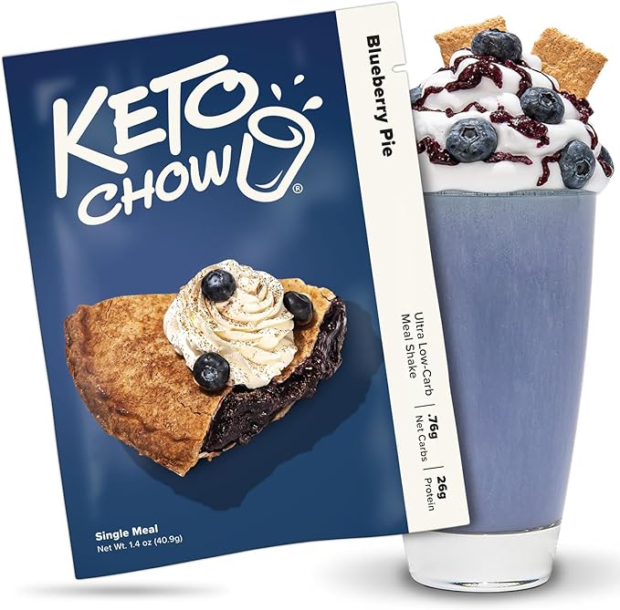 Keto Chow Blueberry Pie - Keto Meal Replacement Shake Powder - Nutritionally Complete - Low Carb