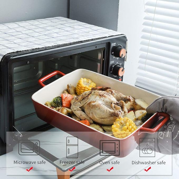 KOOV Bakeware Set, Ceramic Baking Dish, Rectangular Baking Pans Set, Casserole Dish for Cooking
