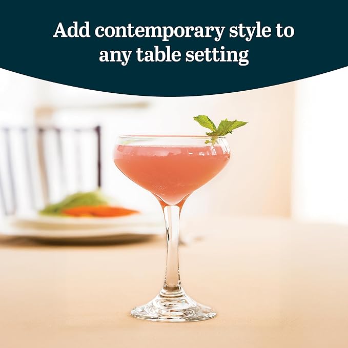 Libbey 3055 Perception Cocktail Coupe Glasses Set of 12, Elegant, Curvaceous Coupe Martini Glasses