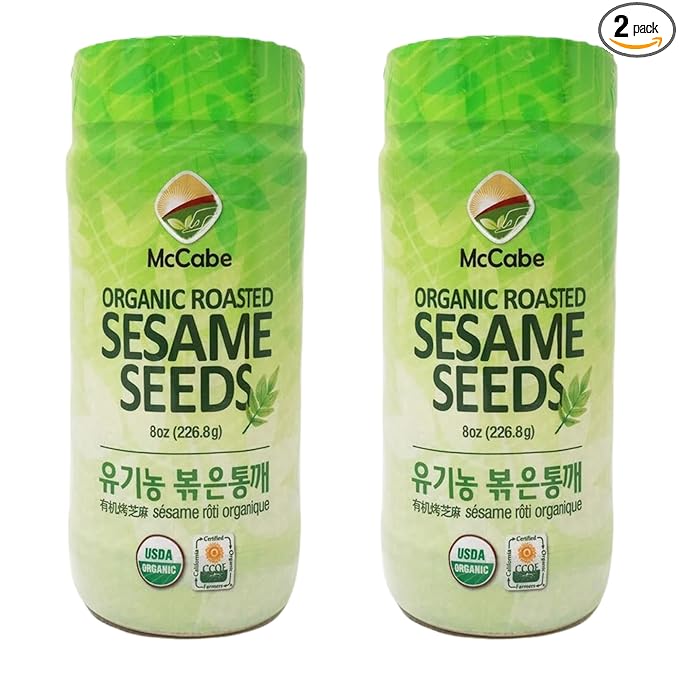 McCabe Organic Roasted Sesame, 8oz (2 Packs), USDA Organic Certified, CCOF Certified Organic