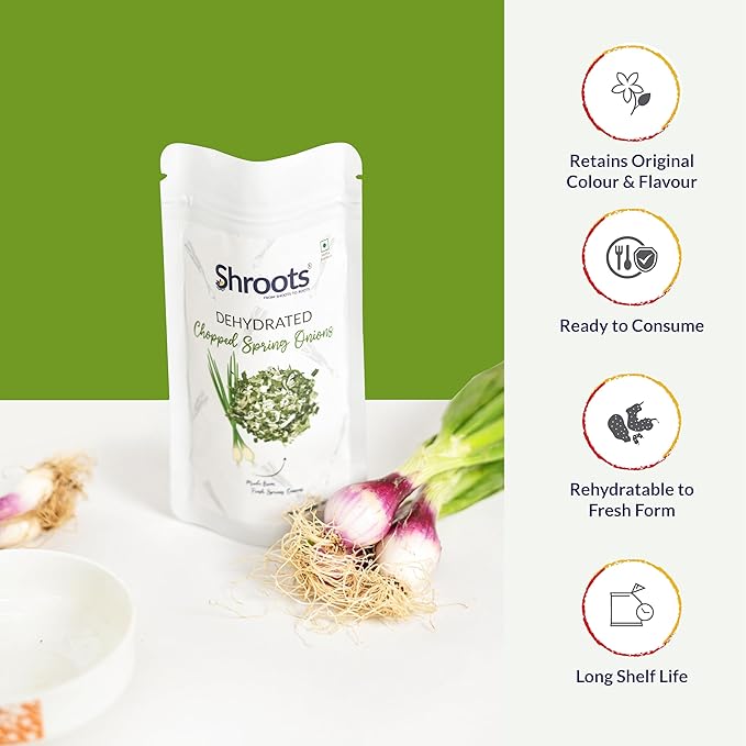 SHROOTS Dehydrated Chopped Spring Onion Flakes Pure Vegetarian No Added Salt Easy Cooking Essential